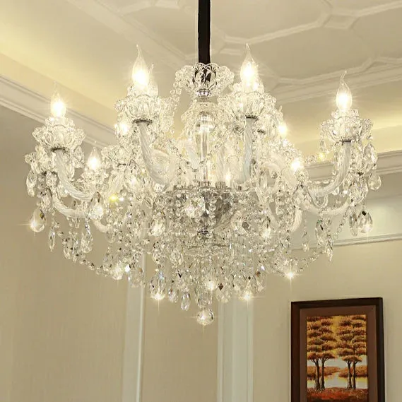 Rylight 3/6/8/10/12/15/18/24/30/32-Light Antique European Candle Crystal Chandelier