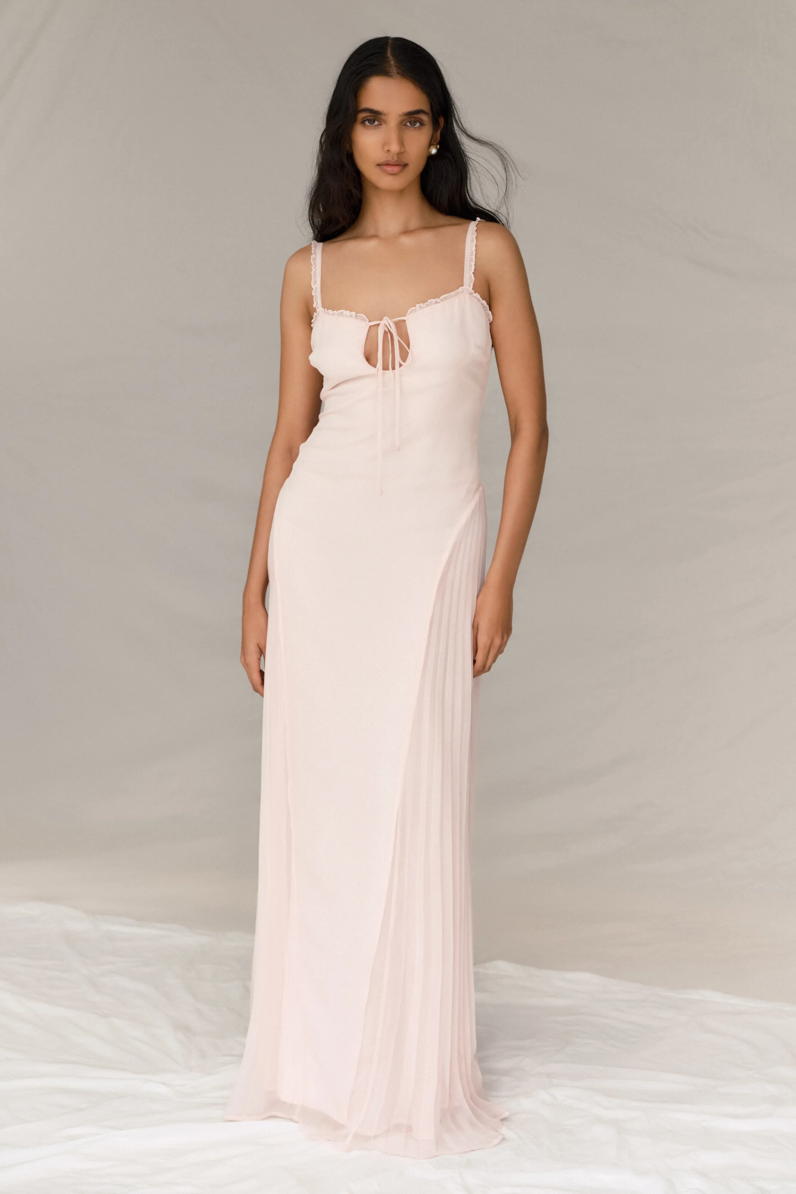 Saira Chiffon Maxi Dress - Powder Pink