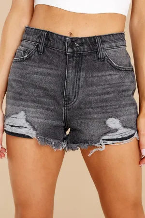 SALE - James Distressed Denim Shorts- Black