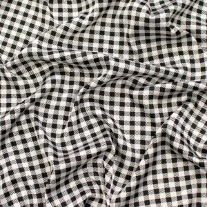 Satin Prints Design-208 Black & White Gingham Checks