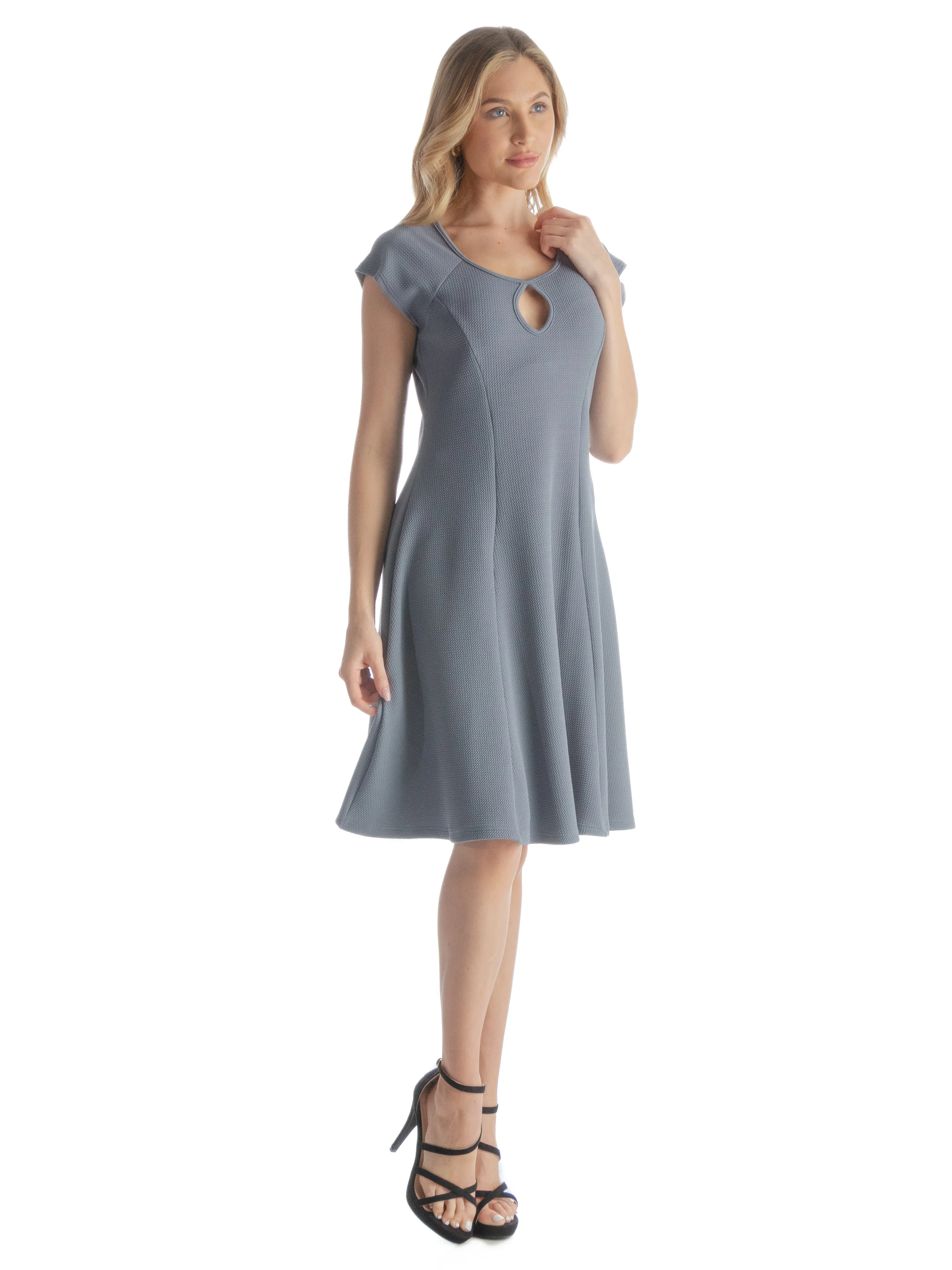 Scoop Neck A Line Dress with Keyhole Detail