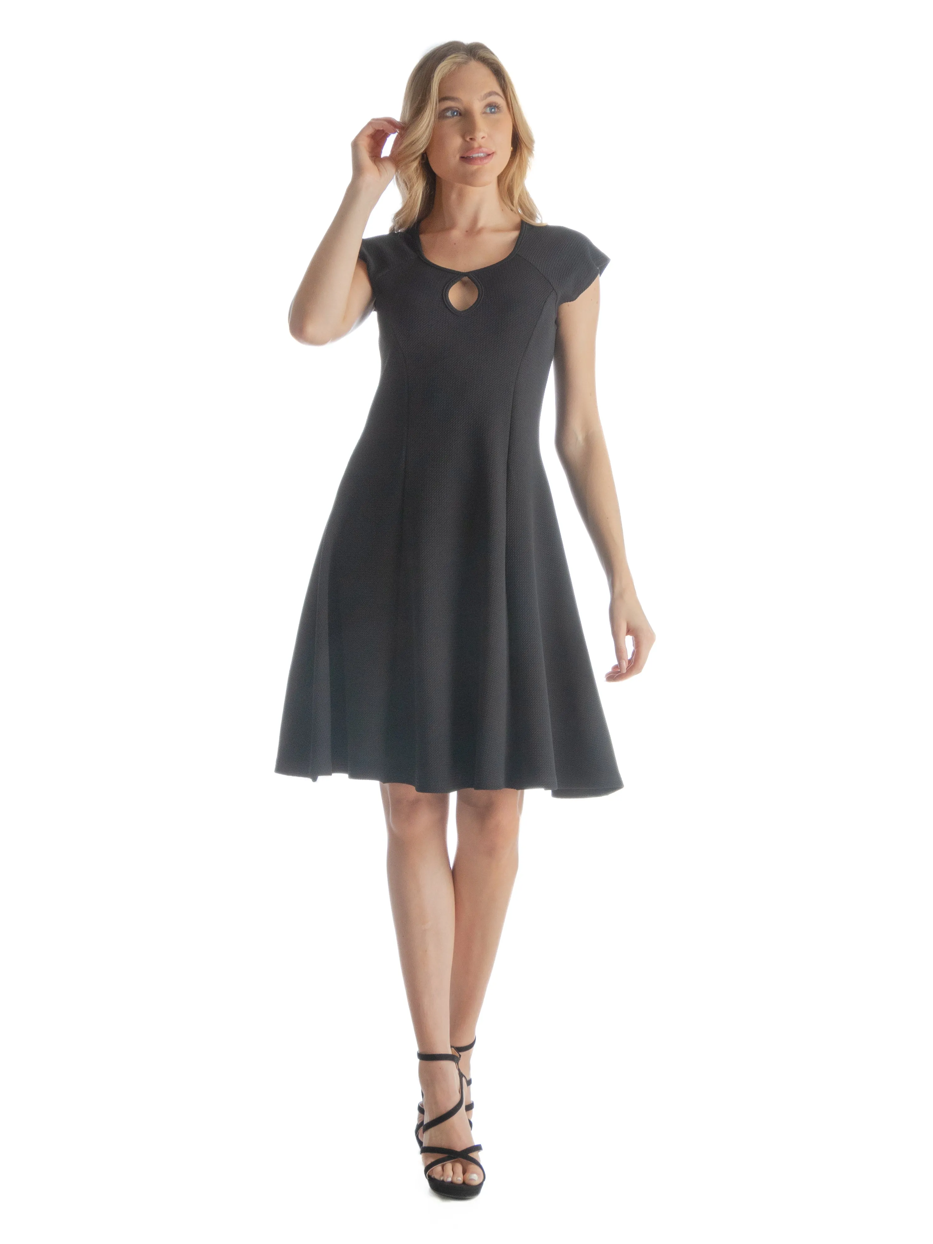 Scoop Neck A Line Dress with Keyhole Detail