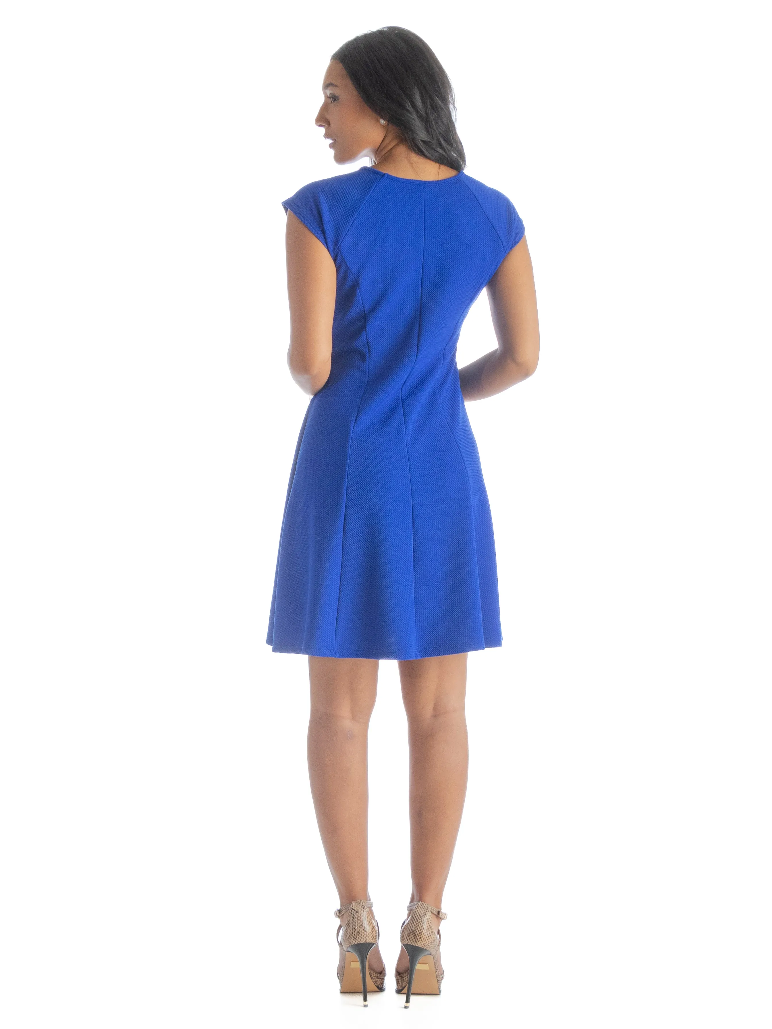 Scoop Neck A Line Dress with Keyhole Detail