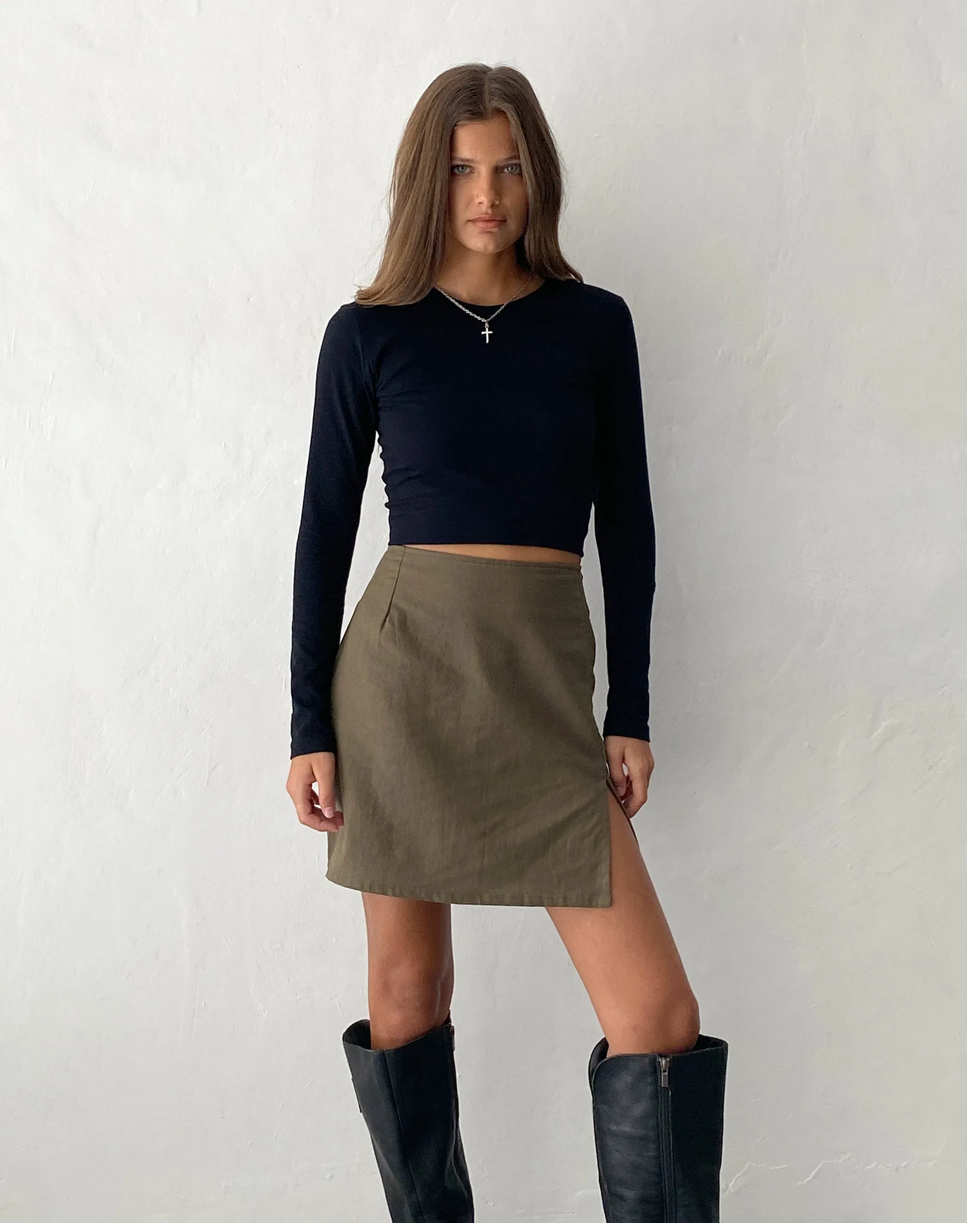 Sheny Mini Skirt in Khaki