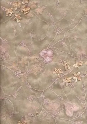 skin beige silk organza embroidered 44