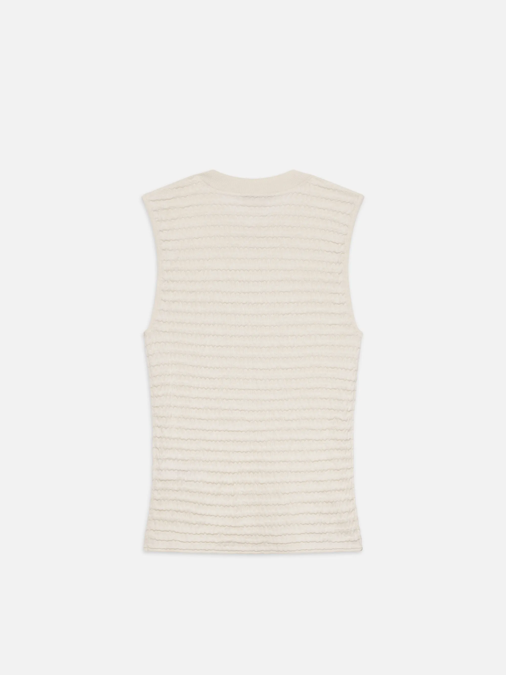 Smocked Sleeveless Crewneck -- White