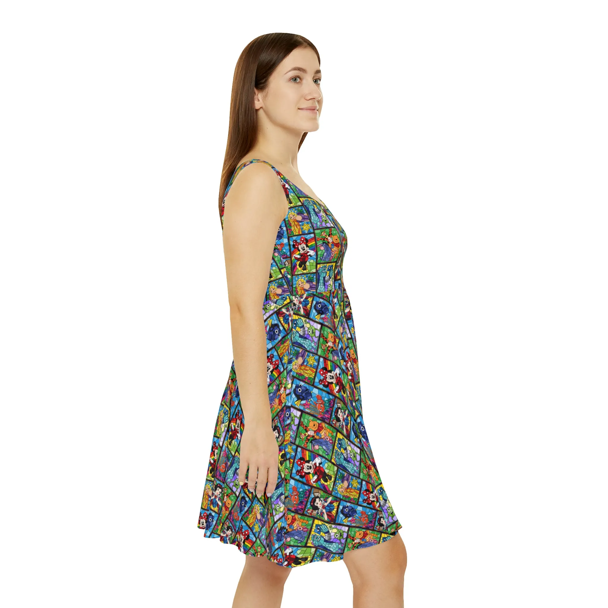 Stained Glass Characters Women's Skater Dress