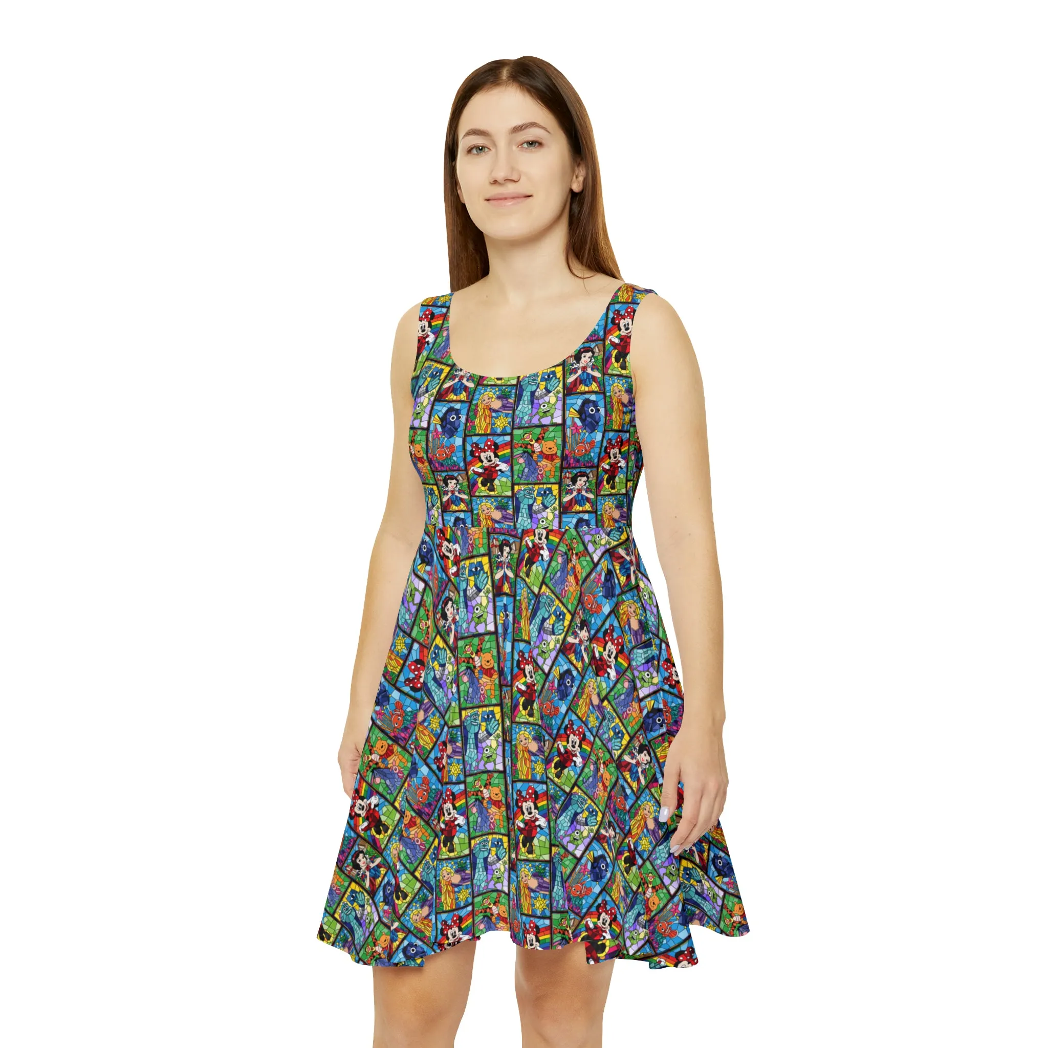 Stained Glass Characters Women's Skater Dress