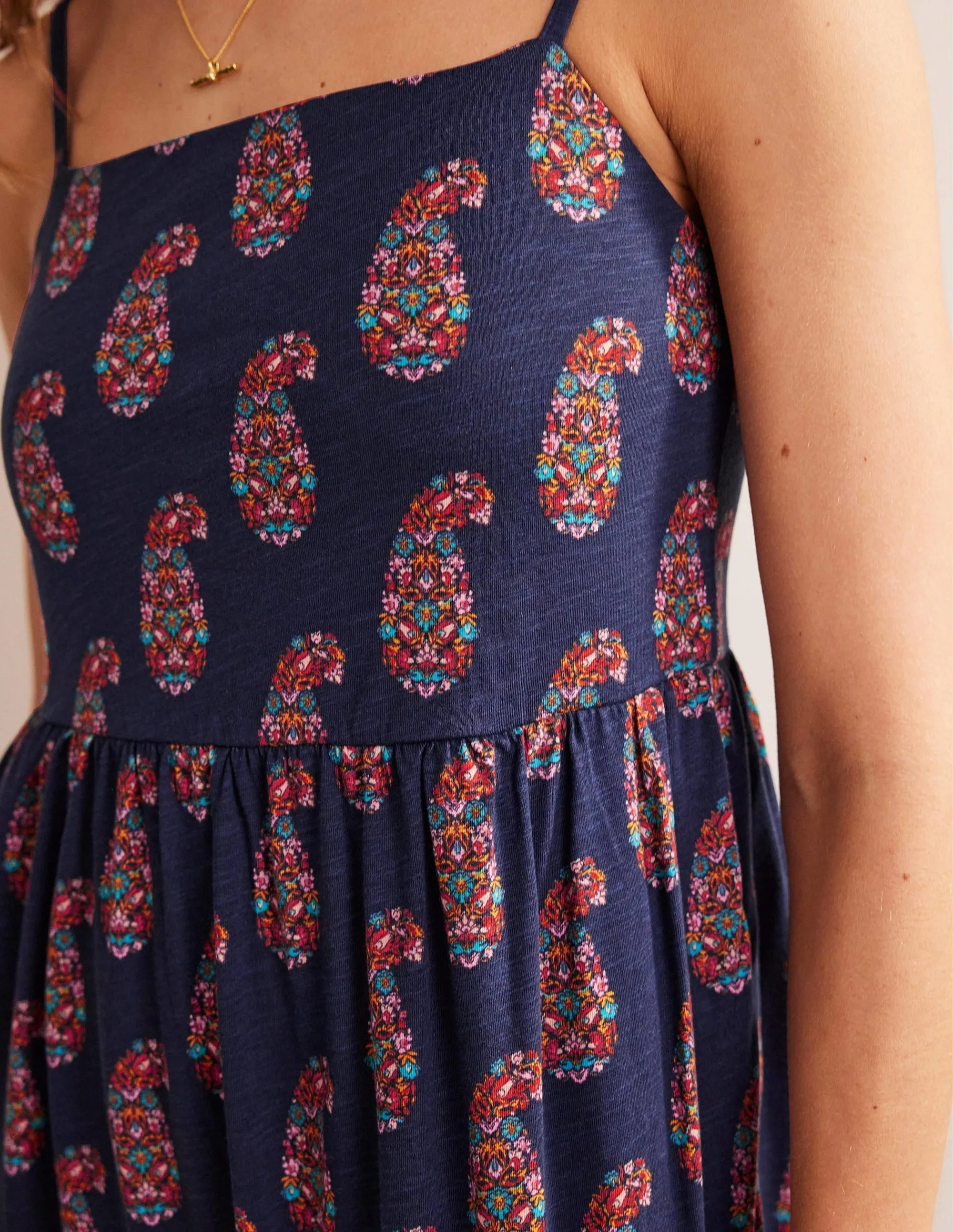 Strappy Jersey Midi Dress-Light Navy, Sweet Paisley