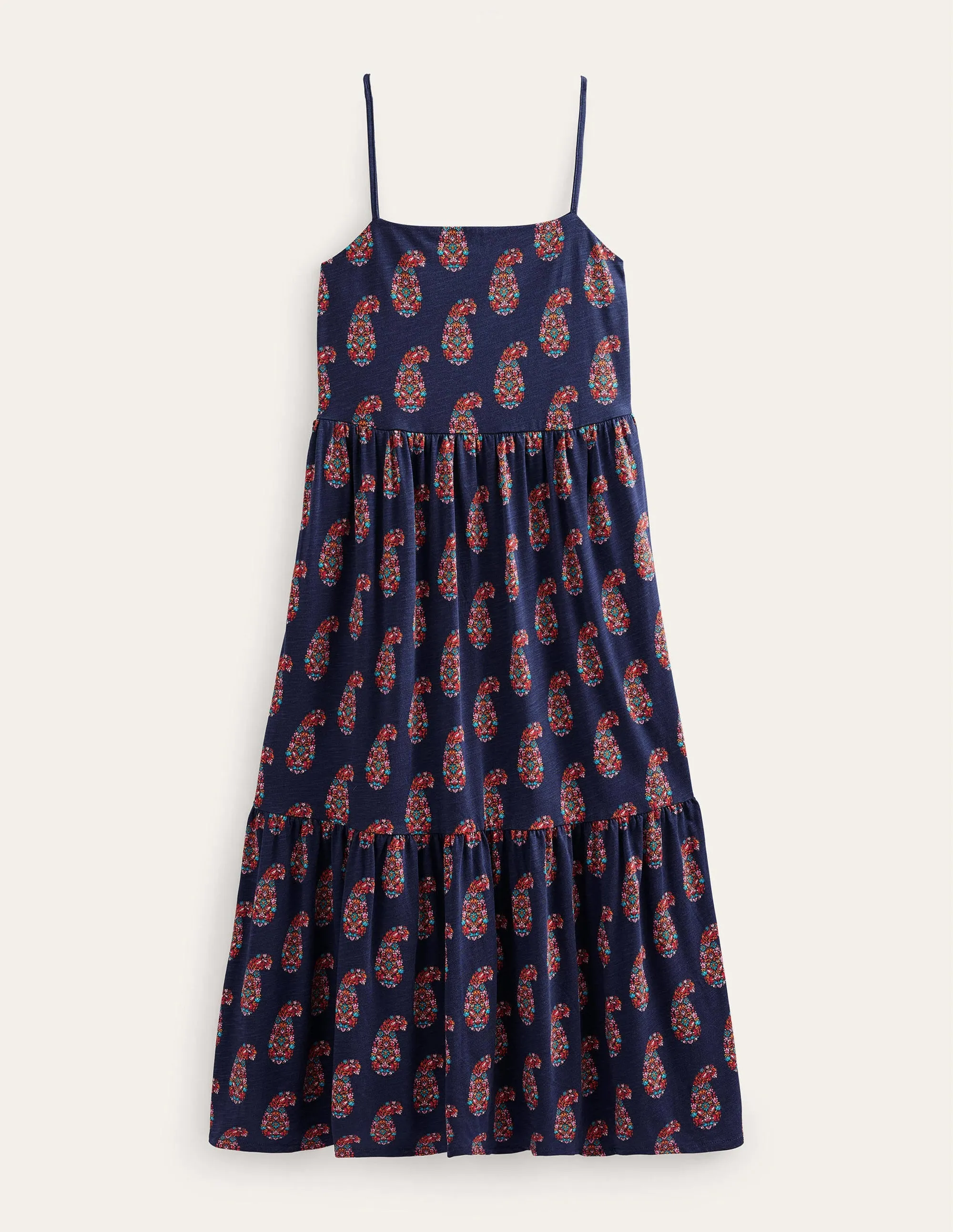 Strappy Jersey Midi Dress-Light Navy, Sweet Paisley