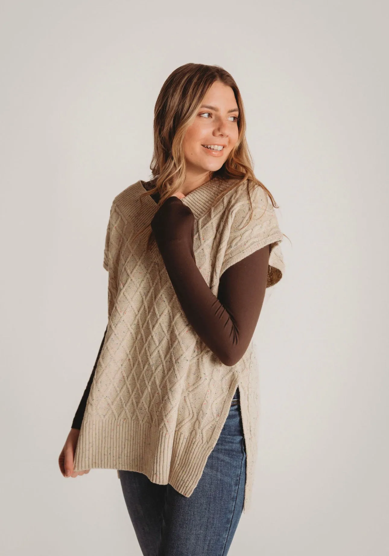 The Oversized Cable Knit Sweater Vest