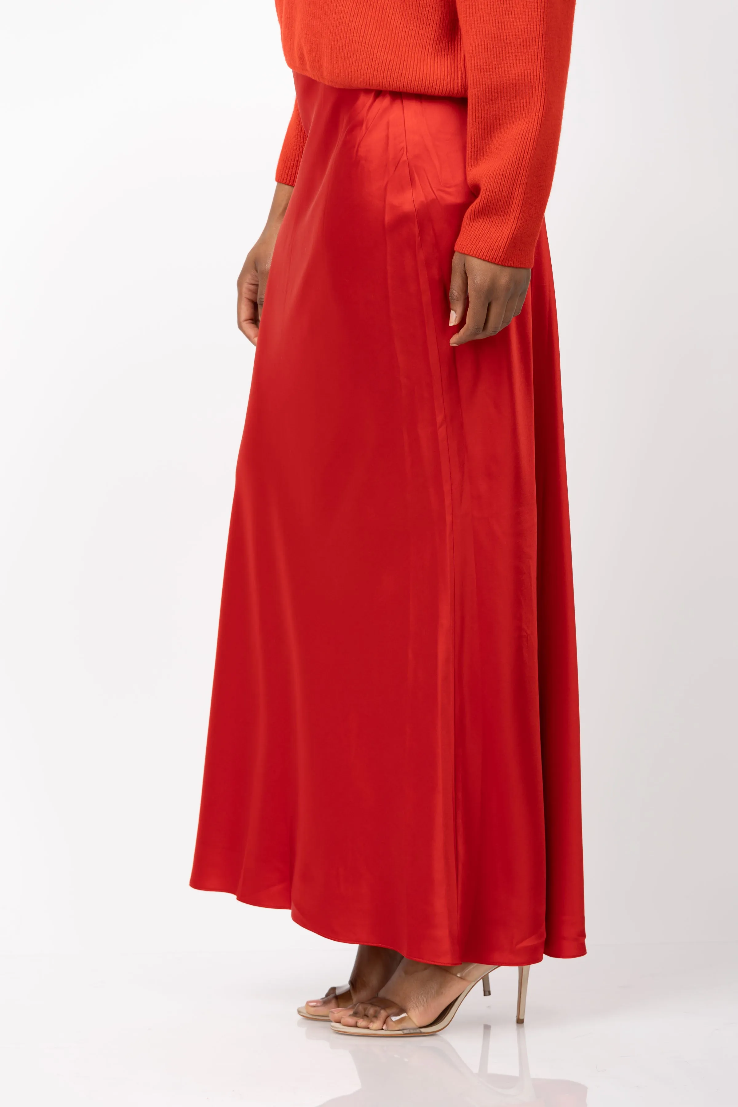 The Sei Bias Maxi Skirt in Crimson