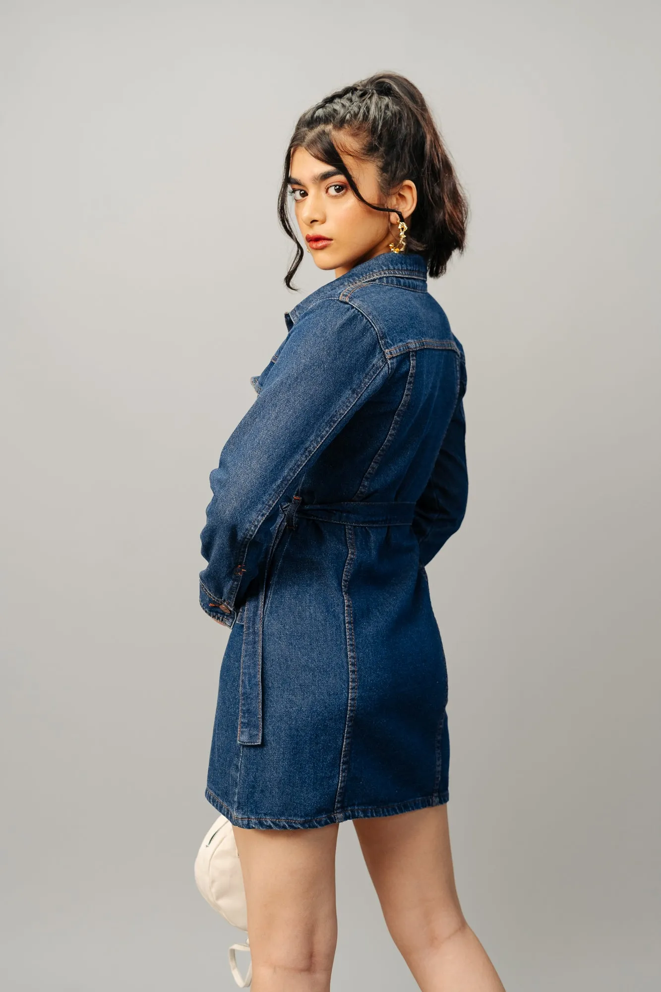 Tinted Full Sleeve Denim Dress