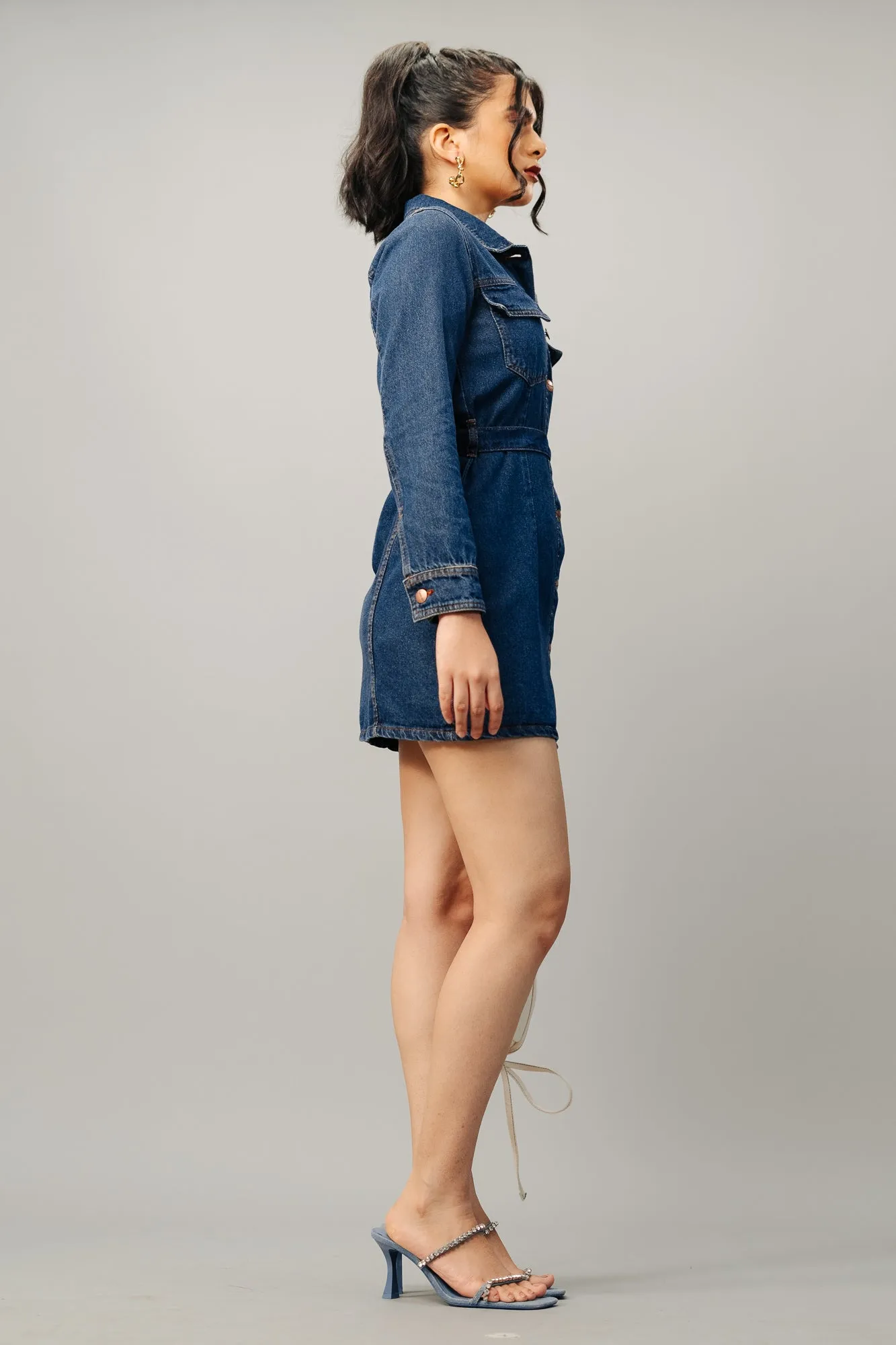 Tinted Full Sleeve Denim Dress