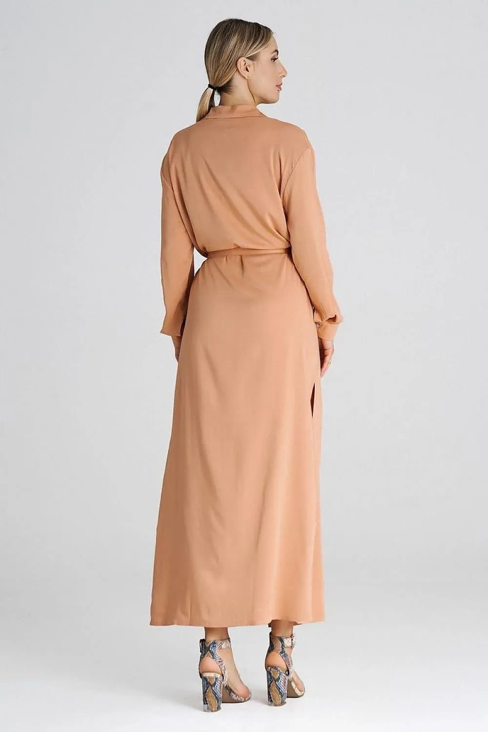 Trendy Slit Maxi Collar Dress