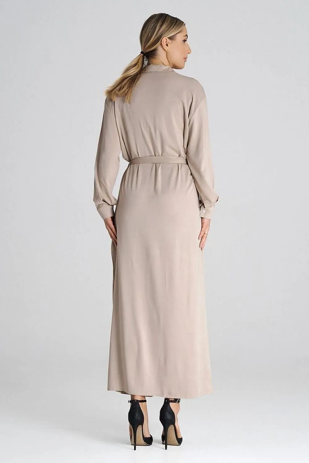 Trendy Slit Maxi Collar Dress