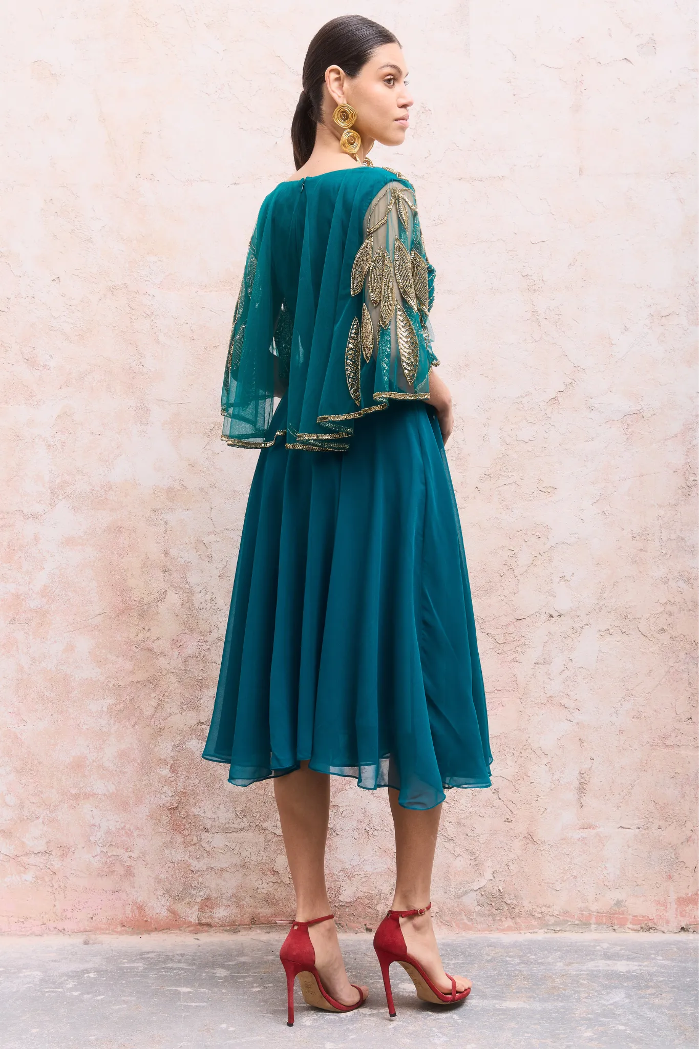 Ursula Green Cape Dress