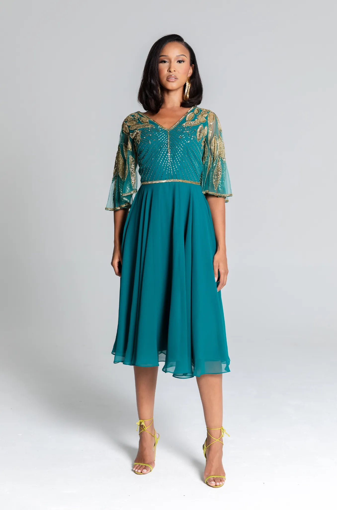 Ursula Green Cape Dress