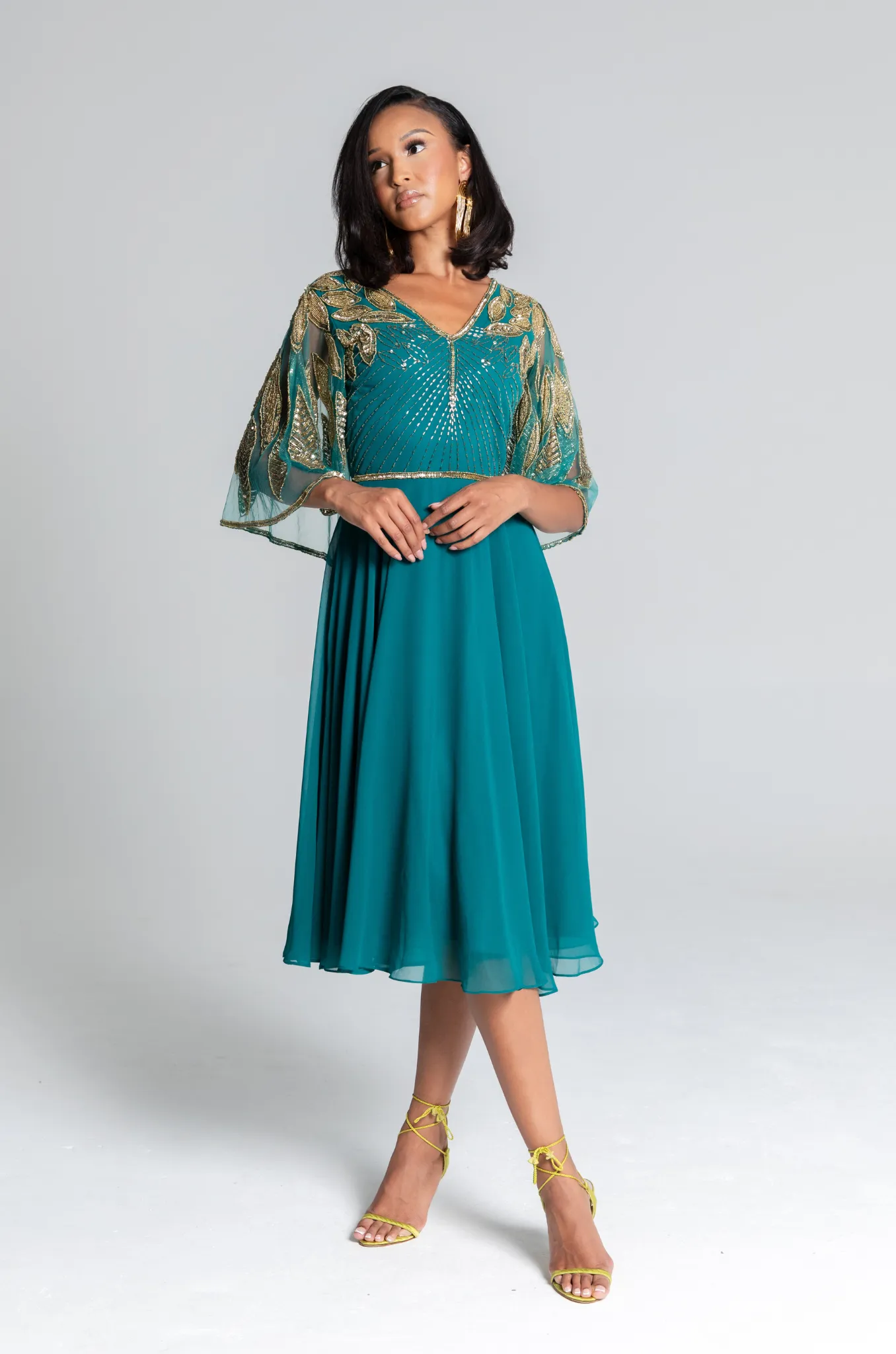 Ursula Green Cape Dress