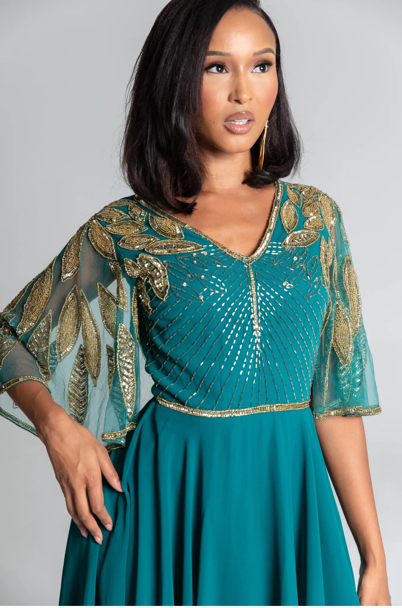 Ursula Green Cape Dress