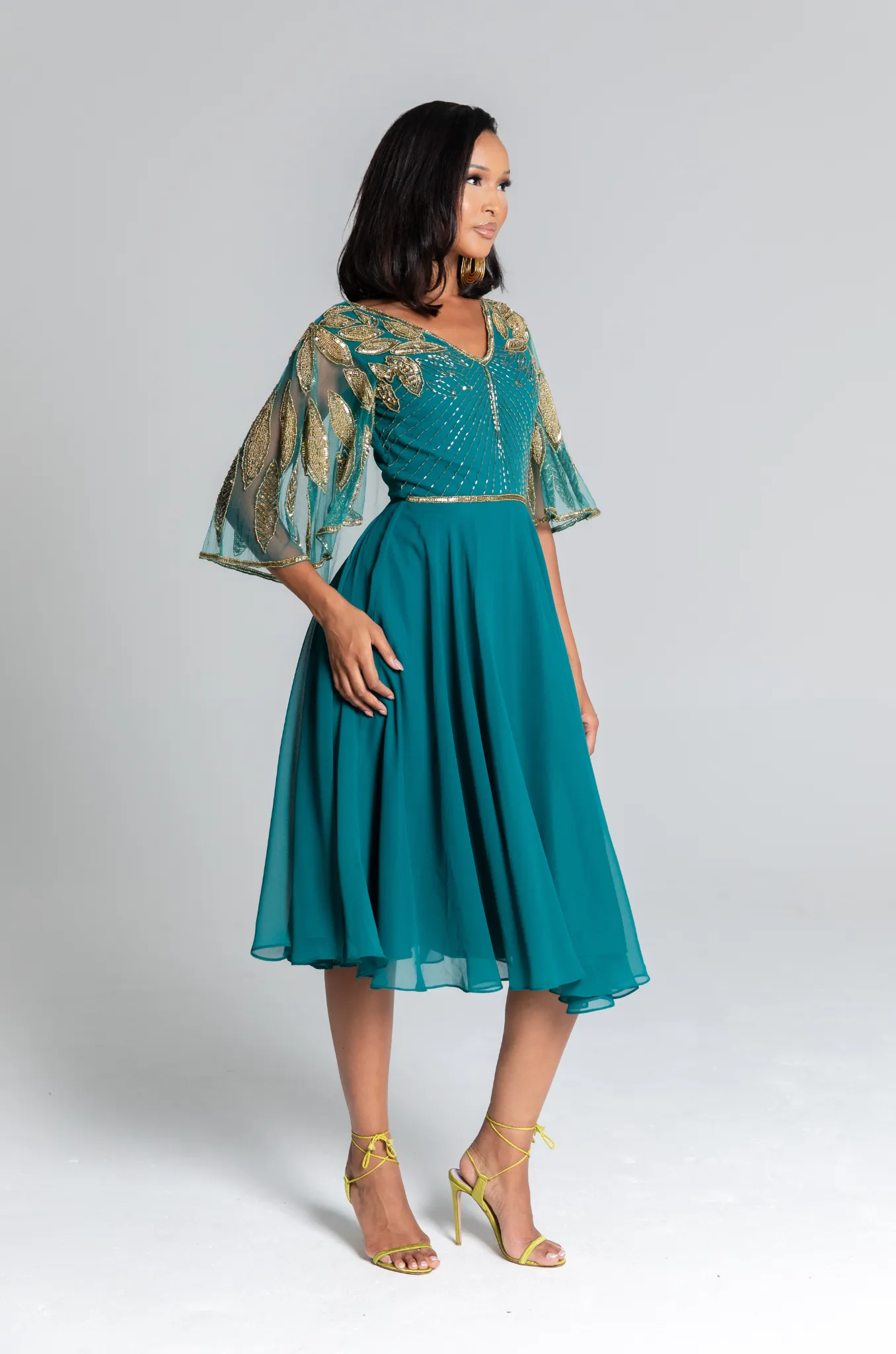 Ursula Green Cape Dress