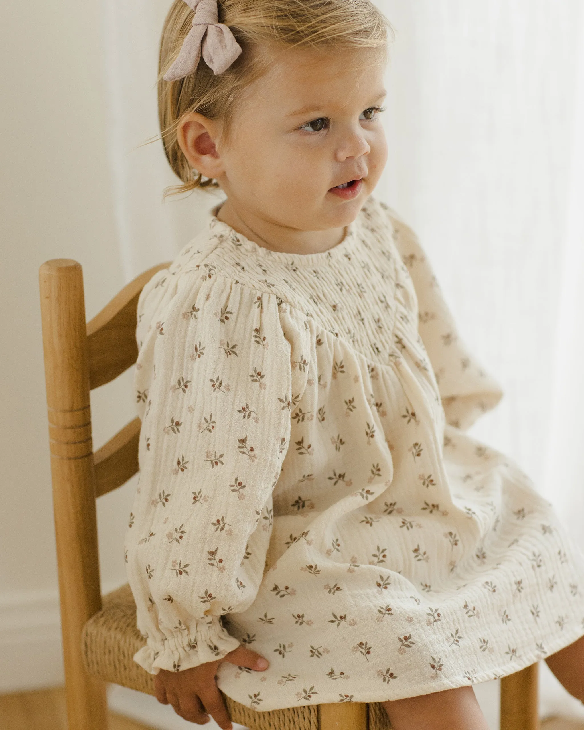 V Smocked Dress || Holly Berry