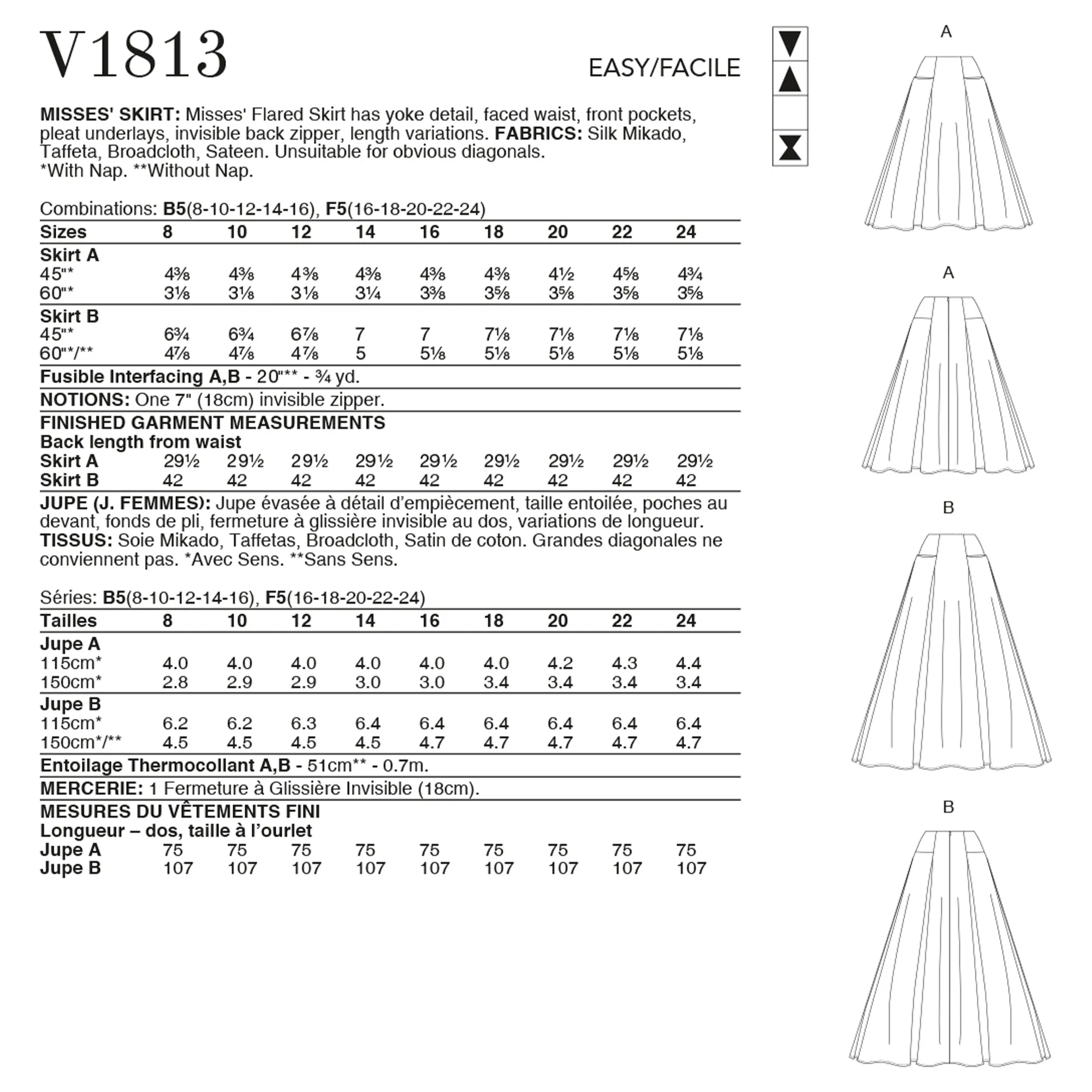 V1813 Misses' Skirts