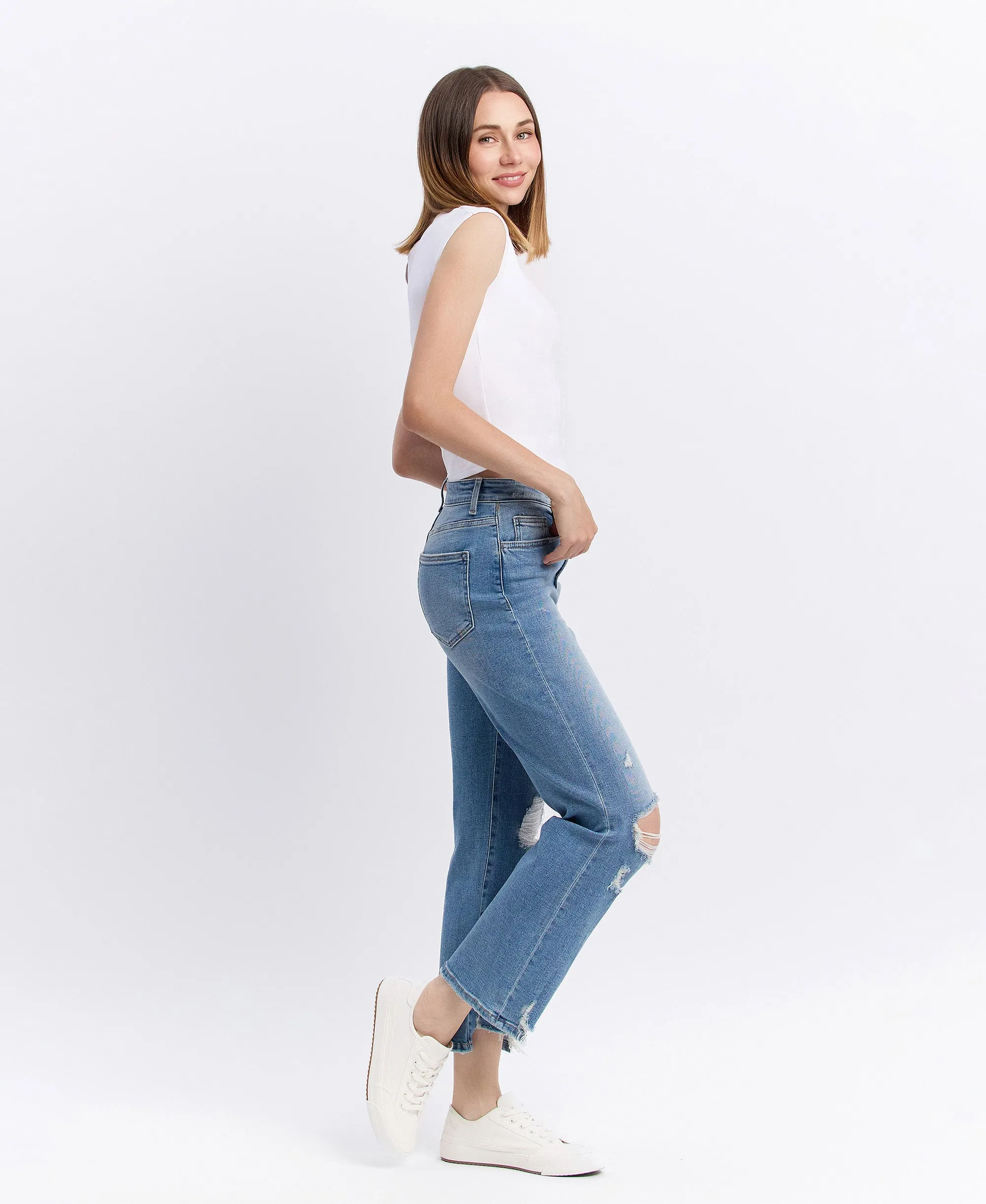 Valiance - Super High Rise 90's Vintage Ankle Flare Jeans