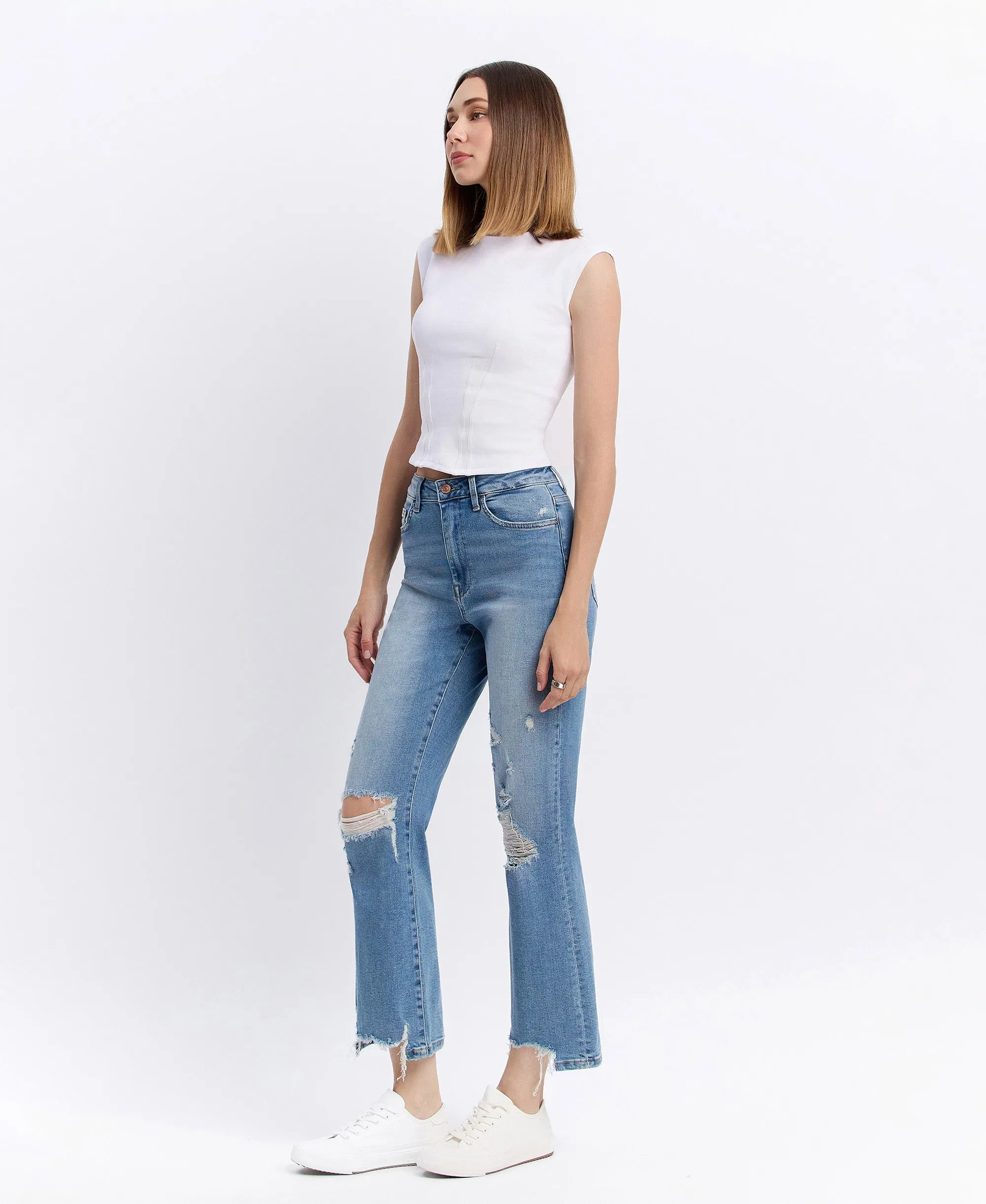 Valiance - Super High Rise 90's Vintage Ankle Flare Jeans