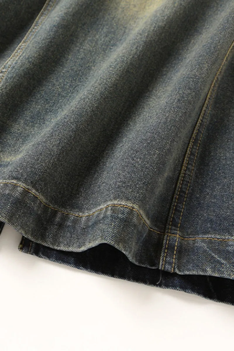 Vintage Wahed Denim Cargo Midi Skirt