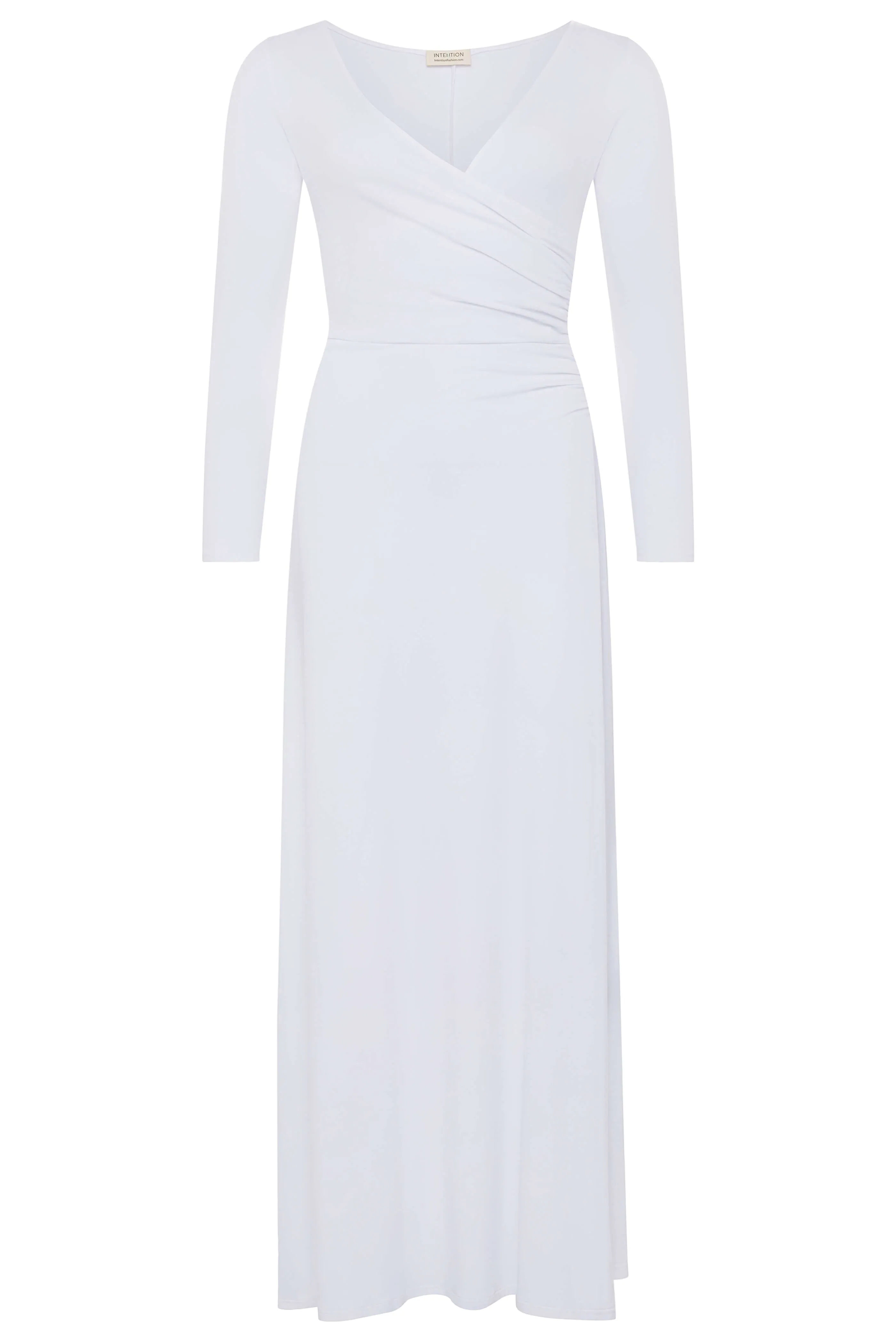 White Long Sleeve Maxi Dress w/ High Slit