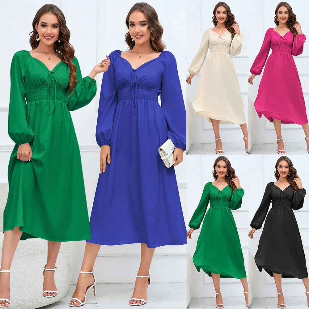 Women's Casual Graceful Long Sleeve Dress Dresses