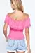 Women's Off Shoulder Lace Trim Smocked Details Top