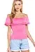 Women's Off Shoulder Lace Trim Smocked Details Top