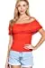 Women's Off Shoulder Lace Trim Smocked Details Top