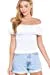 Women's Off Shoulder Lace Trim Smocked Details Top