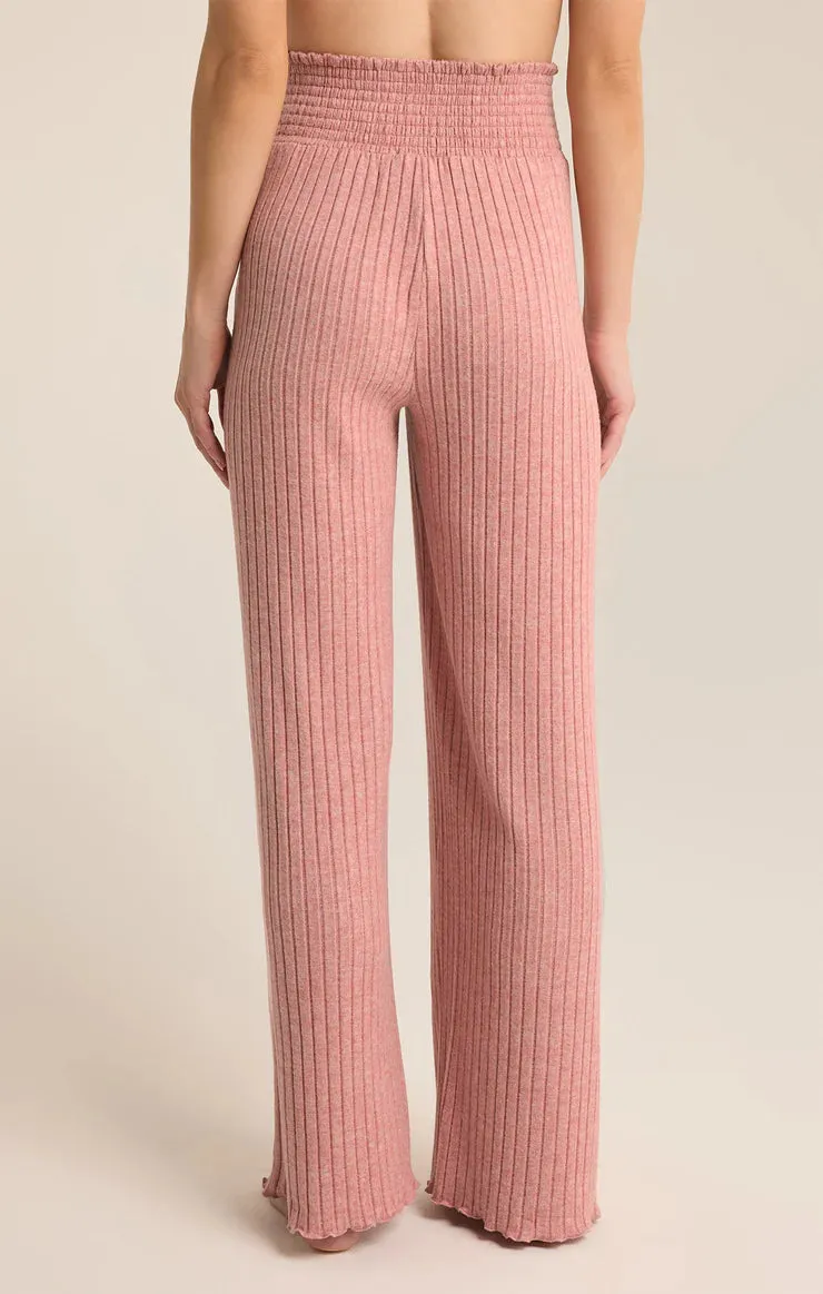 ZSU Dawn Smocked Rib Pant in Rosbud