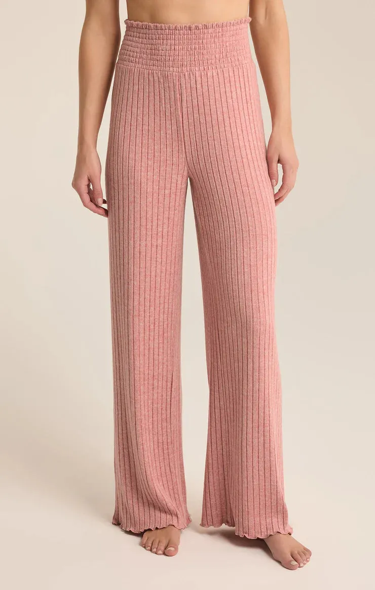 ZSU Dawn Smocked Rib Pant in Rosbud