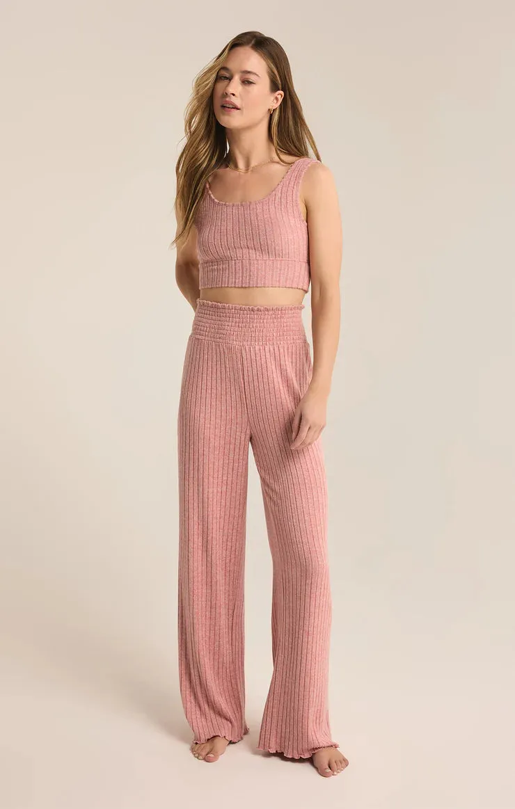 ZSU Dawn Smocked Rib Pant in Rosbud